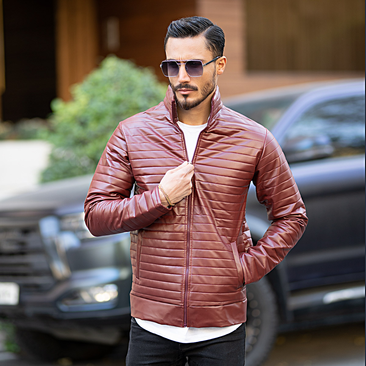 کاپشن چرم alex زرشکی